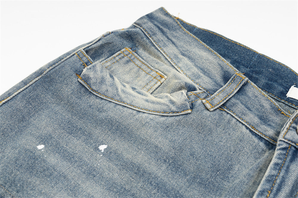 Punk Street Fashion Paint Splash Loose Distressed Beggar Straight-leg Trousers Men And Women